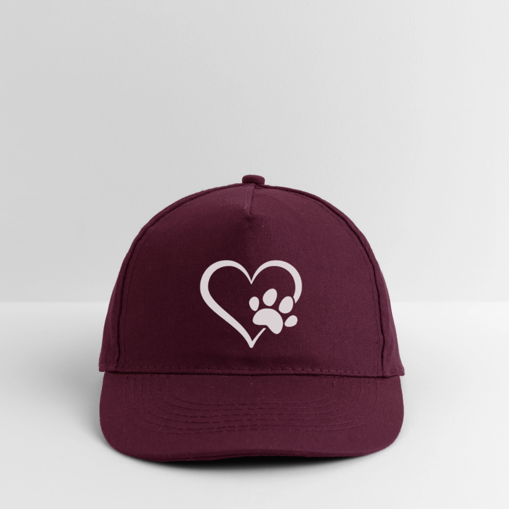 Bio-Baseballkappe Pfotenliebe - Burgunderrot