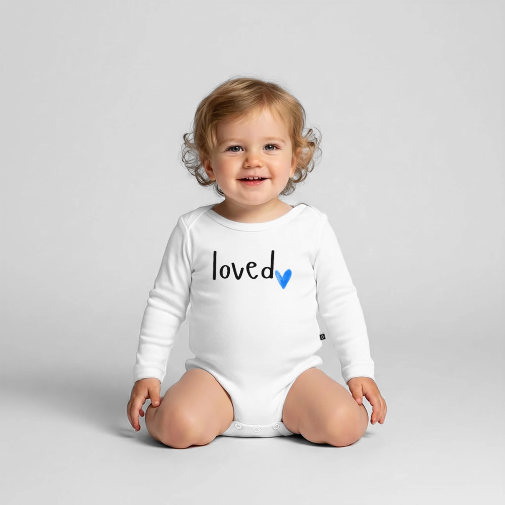 Baby Bio-Langarm-Body loved - Weiß