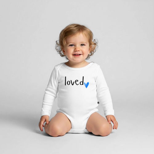 Baby Bio-Langarm-Body loved - Weiß