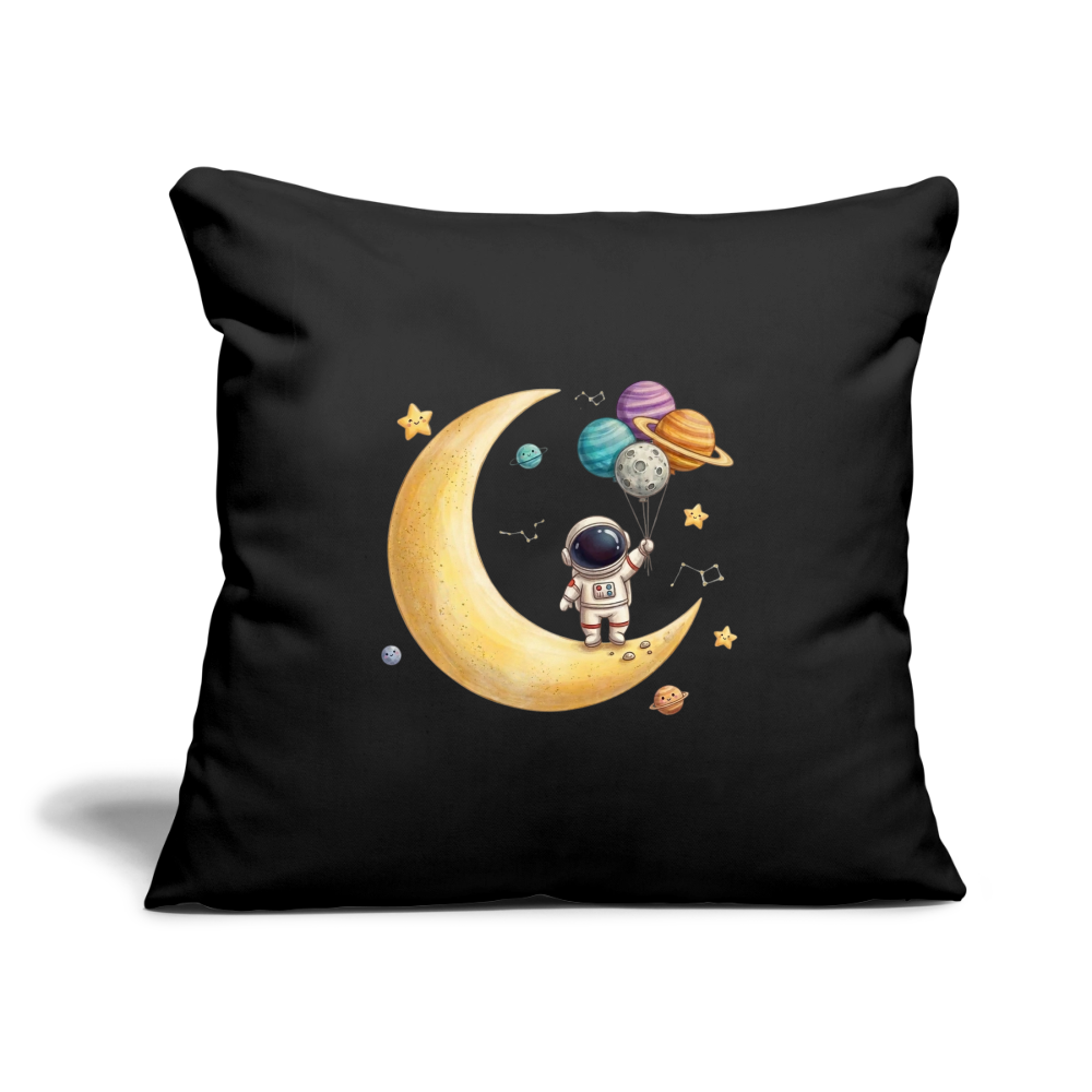 Kinderkissenbezug 44 x 44 cm Astronaut mit Planeten für Kinderkissen - Schwarz
